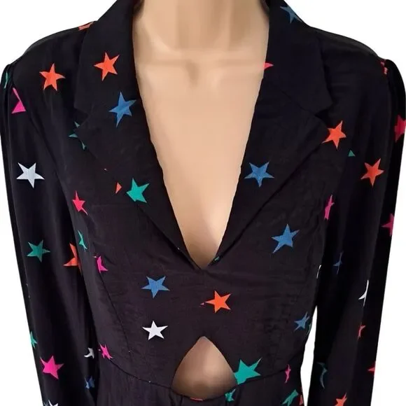 Nobody's Child Star Multi Color Cut out Mini Skater Dress Black Size 6 - Picture 10 of 16